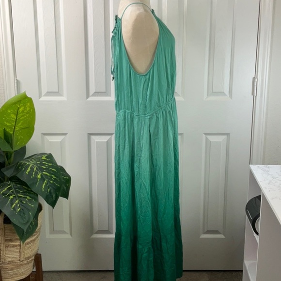 Knox Rose Green Ombré Tiered Midi Dress A-Line Halter Tie Back Women's size XXL - Picture 9 of 16